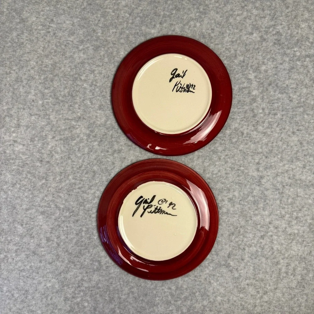 Gail Pittman Vintage Red Grapevine Pattern Salad Plates Hand Painted Replacement